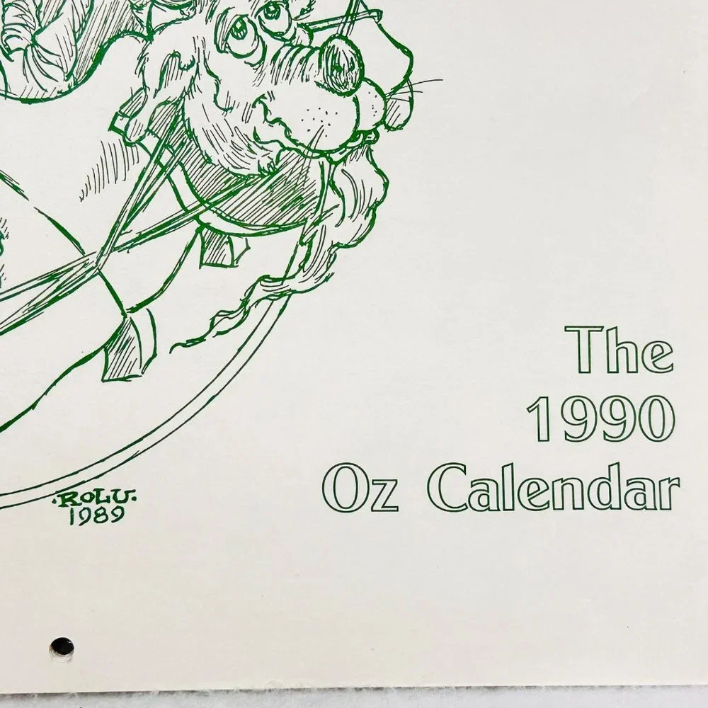 International Oz Club 1990 Calendar w/Artwork - Rare Find
